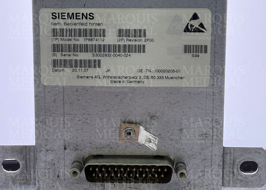 8874112 Siemens CT -Rear Control Panel Assembly