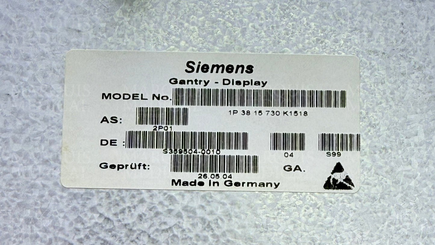10165904 Siemens CT -Gantry Display W/O ECG