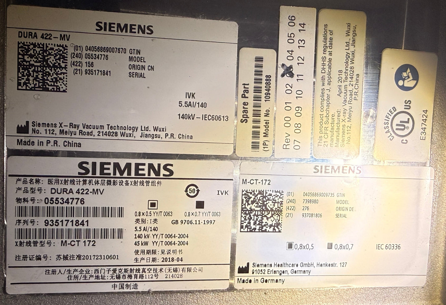 5534776 Siemens CT - Dura 422 CT Tube (ID:53)