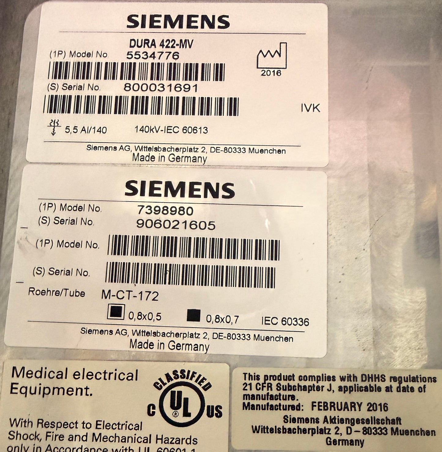 5534776 Siemens CT - Dura 422 CT Tube (ID:43)